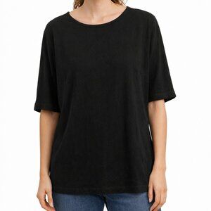 Croft & Barrow Black Textured Short Sleeve Top Holiday Classic XL